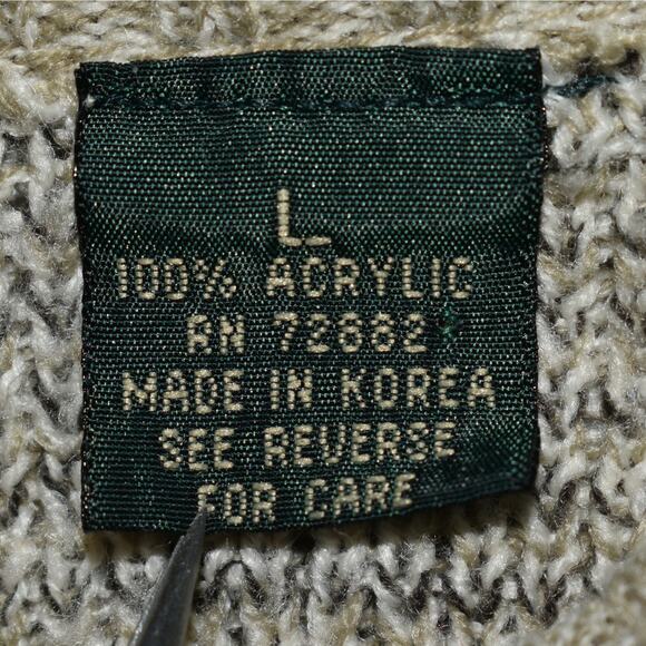 Vintage beige/gray plaid button neck sweater men's size large preppy grandpa - Picture 5 of 7